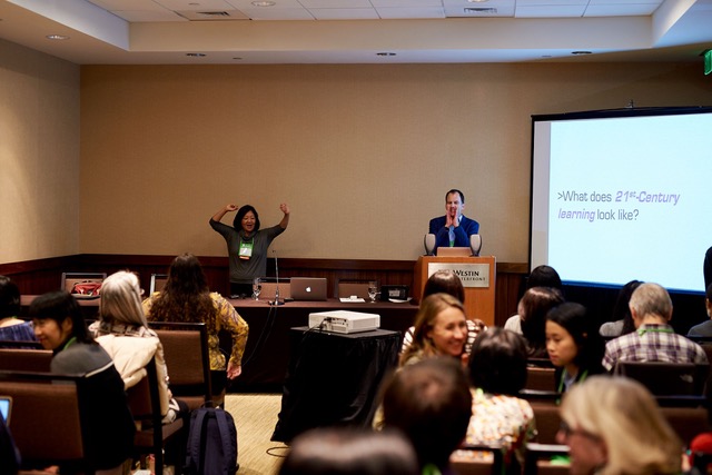 Conference room with presenter and audience